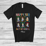 MacnyStore - Personalized Custom Name Happy 100 Days Of School; Lovely Cockatiel Reading Books Studying T-Shirt