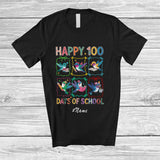 MacnyStore - Personalized Custom Name Happy 100 Days Of School; Lovely Hummingbird Reading Books Studying T-Shirt