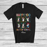 MacnyStore - Personalized Custom Name Happy 100 Days Of School; Lovely Penguin Reading Books Studying T-Shirt