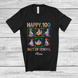 MacnyStore - Personalized Custom Name Happy 100 Days Of School; Lovely Pigeon Reading Books Studying T-Shirt