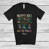 MacnyStore - Personalized Custom Name Happy 100 Days Of School; Lovely Starling Reading Books Studying T-Shirt