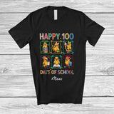 MacnyStore - Personalized Custom Name Happy 100 Days Of School; Lovely Sun Conure Reading Books Studying T-Shirt