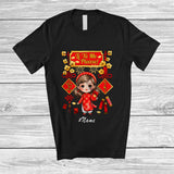 MacnyStore - Personalized Custom Name Li Xi Me Please; Joyful Lunar New Year Girl Vietnamese Ao Dai Traditional T-Shirt