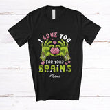MacnyStore - Personalized Custom Name I Love You For Your Brains; Scary Valentine's Day Zombie Couple T-Shirt