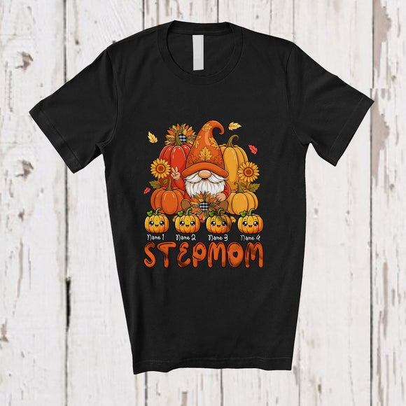 MacnyStore - Personalized Custom Name Stepmom; Adorable Thanksgiving Gnome Fall Pumpkins; Family T-Shirt