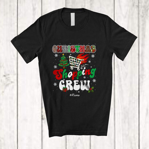 MacnyStore - Personalized Custom Name Christmas Shopping Crew; Cheerful Christmas Plaid Leopard Family T-Shirt