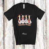 MacnyStore - Personalized Custom Name Valentine Goose Collection; Lovely Goose Hearts Flowers Farmer T-Shirt