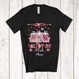 MacnyStore - Personalized Custom Name Anti Valentine Club; Humorous Three Pink Cat Animal Lover T-Shirt
