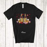 MacnyStore - Personalized Custom Name Valentine Whiskey Collection; Humorous Hearts Drinking Drunker Couple T-Shirt