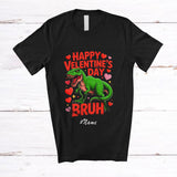 MacnyStore - Personalized Custom Name Happy Valentine's Day Bruh; Lovely Plaid T-Rex Hearts; Couple Family T-Shirt