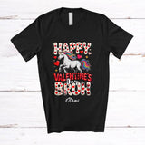 MacnyStore - Personalized Custom Name Happy Valentine's Day Bruh; Lovely Plaid Unicorn Hearts; Couple Family T-Shirt