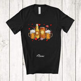 MacnyStore - Personalized Custom Name Valentine Beer Collection; Humorous Hearts Beer Drinking Drunker Couple T-Shirt