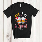 MacnyStore - Personalized Custom Name Rum Is My Valentine; Humorous Hearts Drunker Drinking Lover Group T-Shirt