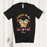 MacnyStore - Personalized Custom Name Tequila Is My Valentine; Humorous Hearts Drunker Drinking Lover Group T-Shirt