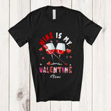 MacnyStore - Personalized Custom Name Wine Is My Valentine; Humorous Hearts Drunker Drinking Lover Group T-Shirt
