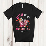 MacnyStore - Personalized Custom Name Coffee Is My Valentine; Humorous Hearts Drunker Drinking Lover Group T-Shirt