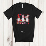 MacnyStore - Personalized Custom Name Three Gnomes Flight Attendant Valentine; Lovely Gnomies Proud Jobs T-Shirt