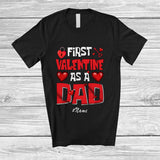 MacnyStore - Personalized Custom Name First Valentine As A Dad; Humorous Promoting Future Dad; Hearts Family T-Shirt