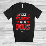 MacnyStore - Personalized Custom Name First Valentine As A Pops; Humorous Promoting Future Pops; Hearts Family T-Shirt