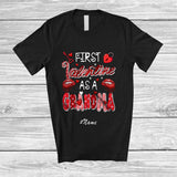 MacnyStore - Personalized Custom Name First Valentine As Grandma; Humorous Promoting Future Grandma; Family T-Shirt