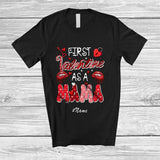 MacnyStore - Personalized Custom Name First Valentine As A Mama; Humorous Promoting Future Mama; Family T-Shirt
