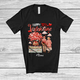 MacnyStore - Personalized Custom Name Happy 70th Valentine; Adorable Flowers Hearts Couple Together Family T-Shirt