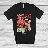 MacnyStore - Personalized Custom Name Happy 20th Valentine; Adorable Flowers Hearts Couple Together Family T-Shirt
