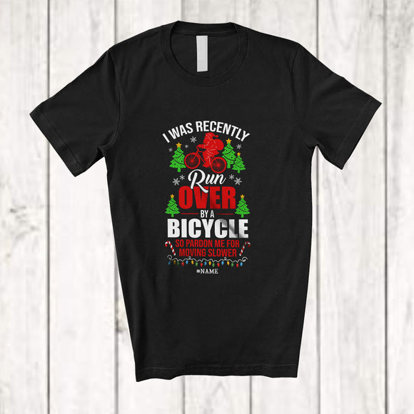 MacnyStore - Personalized Custom Name Run Over By A Bicycle; Humorous Christmas Santa Running Runner T-Shirt