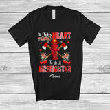 MacnyStore - Personalized Custom Name Takes Heart To Be A Firefighter; Lovely Valentine Flowers Hearts Proud T-Shirt