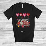 MacnyStore - Personalized Custom Name LOVE; Adorable Valentine's Day Hearts Four Raccoon Animal Lover T-Shirt