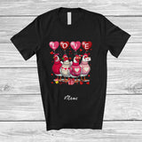 MacnyStore - Personalized Custom Name LOVE; Adorable Valentine's Day Hearts Four Chicken Farmer Lover T-Shirt