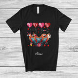 MacnyStore - Personalized Custom Name LOVE; Adorable Valentine's Day Hearts Four Parrot Bird Animal Lover T-Shirt