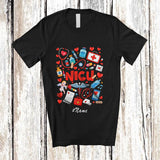 MacnyStore - Personalized Custom Name NICU; Adorable Valentine's Day NICU Nurse Tools; Hearts Nursing T-Shirt