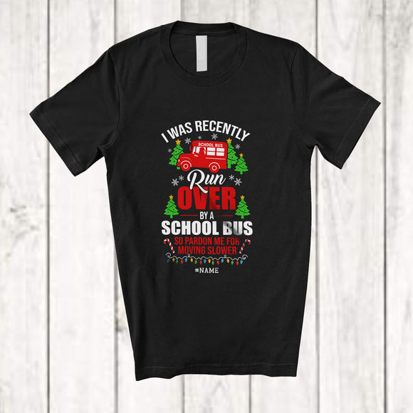 MacnyStore - Personalized Custom Name Run Over By A School Bus; Humorous Christmas Santa Running Runner T-Shirt