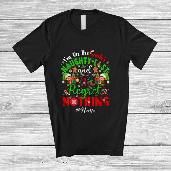 MacnyStore - Personalized Custom Name On The Santa's Naughty List; Joyful Christmas Couple Elf Family T-Shirt