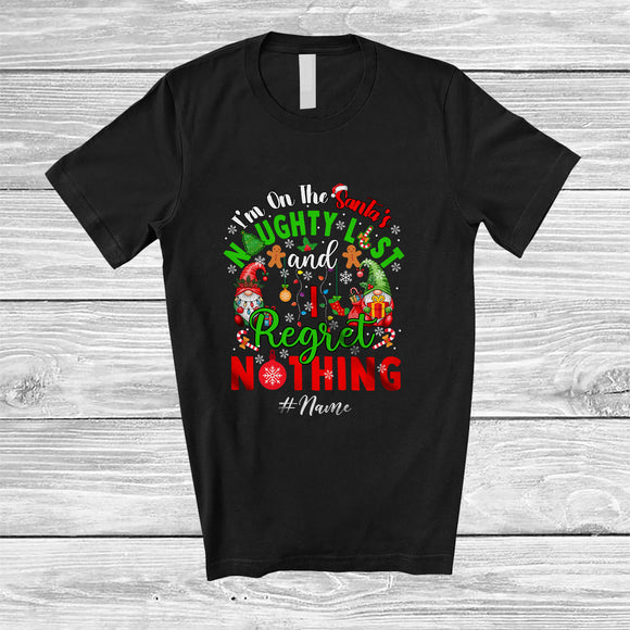 MacnyStore - Personalized Custom Name On The Santa's Naughty List; Joyful Christmas Couple Gnome Family T-Shirt