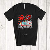 MacnyStore - Personalized Custom Name Dabbing Heart Driving Ambulance; Amusing Valentine Boys Men Driver T-Shirt