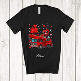 MacnyStore - Personalized Custom Name Dabbing Heart Driving Crane Truck; Amusing Valentine Boys Men Driver T-Shirt