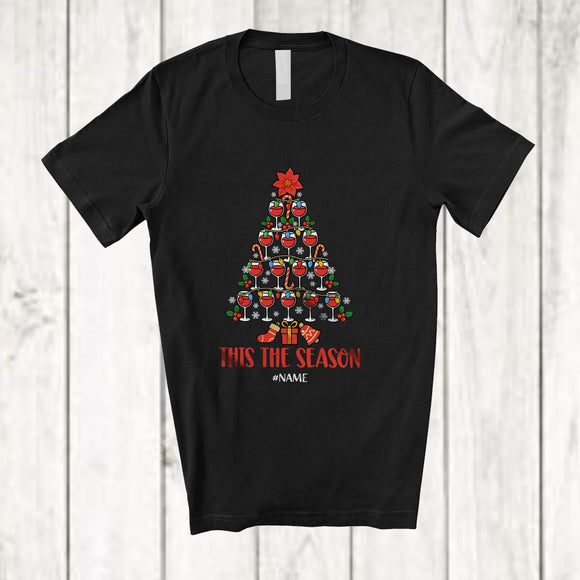 MacnyStore - Personalized Custom Name This The Season; Merry Christmas Lights Tree Wine; Drinking Drunker T-Shirt