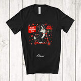 MacnyStore - Personalized Custom Name Happy Valentine's Day; Lovely Hearts Flowers Border Collie Riding Scoter T-Shirt