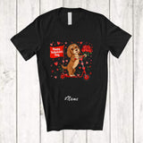 MacnyStore - Personalized Custom Name Happy Valentine's Day; Lovely Hearts Flowers Cockapoo Riding Scoter T-Shirt