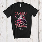 MacnyStore - Personalized Custom Name Grandpa Is My Valentine; Adorable Unicorn On Monster Truck Family T-Shirt