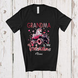 MacnyStore - Personalized Custom Name Grandma Is My Valentine; Adorable Unicorn On Monster Truck Family T-Shirt