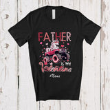MacnyStore - Personalized Custom Name Father Is My Valentine; Adorable Unicorn On Monster Truck Family T-Shirt