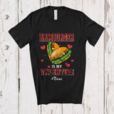 MacnyStore - Personalized Custom Name Hamburger Is My Valentine; Humorous Valentine's Day Red Plaid Food T-Shirt