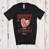 MacnyStore - Personalized Custom Name Donut Is My Valentine; Humorous Valentine's Day Red Plaid Food Lover T-Shirt