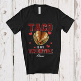 MacnyStore - Personalized Custom Name Taco Is My Valentine; Humorous Valentine's Day Red Plaid Food Lover T-Shirt