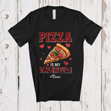MacnyStore - Personalized Custom Name Pizza Is My Valentine; Humorous Valentine's Day Red Plaid Food Lover T-Shirt