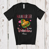 MacnyStore - Personalized Custom Name Hamburger Is My Valentine; Humorous Valentine's Day Groovy Food Lover T-Shirt