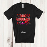MacnyStore - Personalized Custom Name Dog Groomer; Lovely Valentine Hearts Clippers; Women Proud Jobs T-Shirt